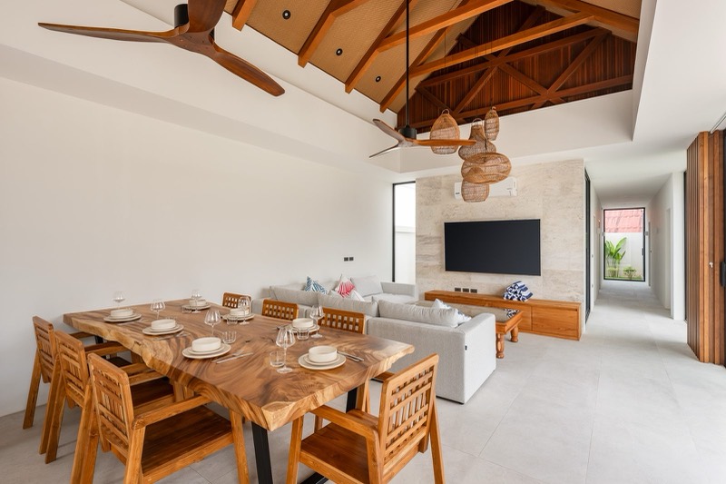 Solid wood dining table set for dinner